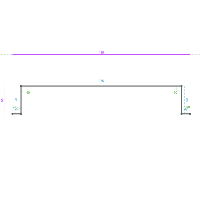 Acier Prélaqué Ral 9002, 75 100, Dev. 537, Lg. 2415